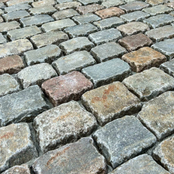 Reclaimed coloured granite cobbles