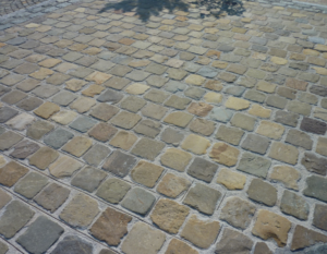 Reclaimed sandstone paving setts