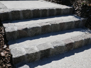 Stair riser & nosing in Paris reclaimed setts