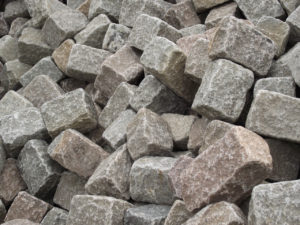 Paris reclaimed granite cobblestones 14x20x14 cm