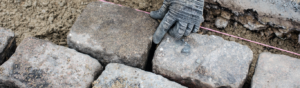 Laying the granite setts