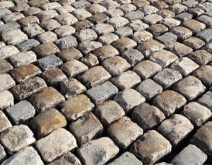 Reclaimed sandstone setts for edging